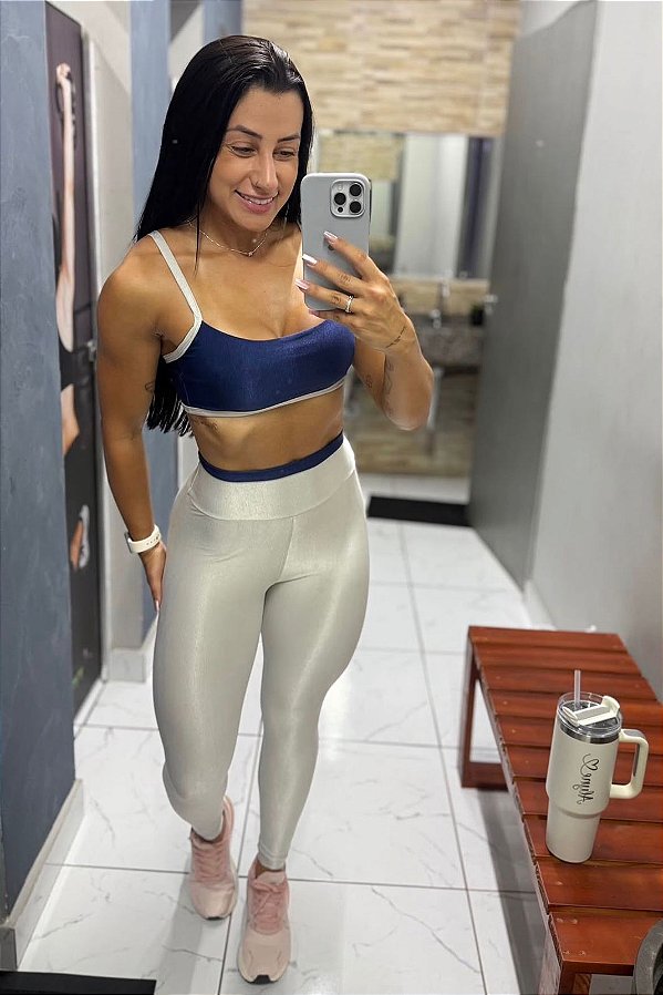 Conjunto Tradicional Glossy Prata/Azul -Tamanho único 38 a 42