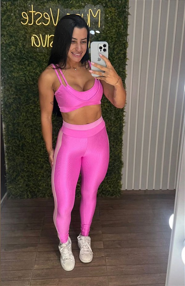 Conjunto Semi Empina Glossy Pink/Rosa- Tamanho único 38 a 42/44