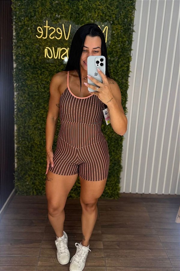 Macaquinho Semi Empina Lines Marrom - Tamanho único 36 a 40