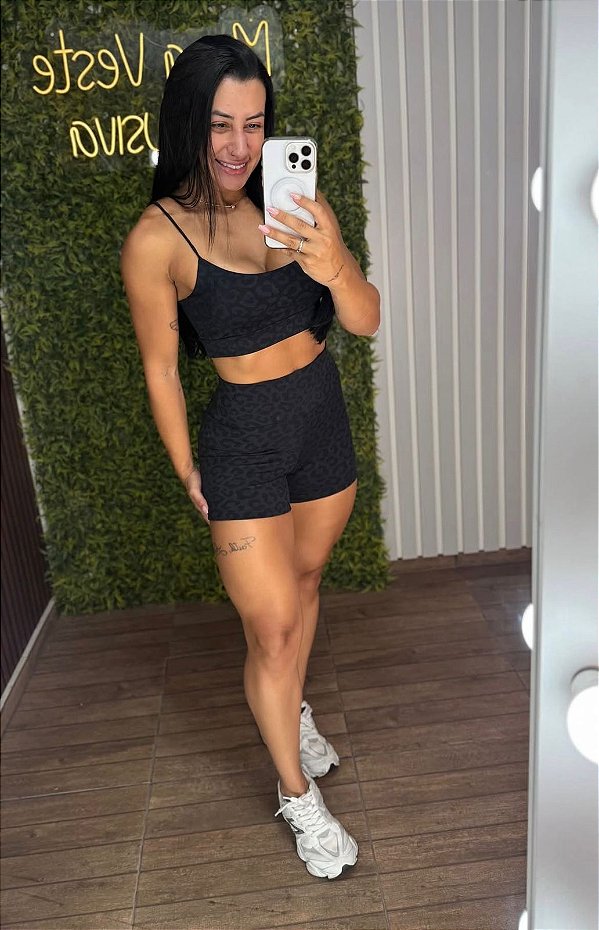 Conjunto Curto Tradicional Jacquard Coat Preto -P/M/G