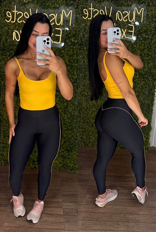 Conjunto Tradicional Preto/Amarelo - Tamanho único 38 a 42
