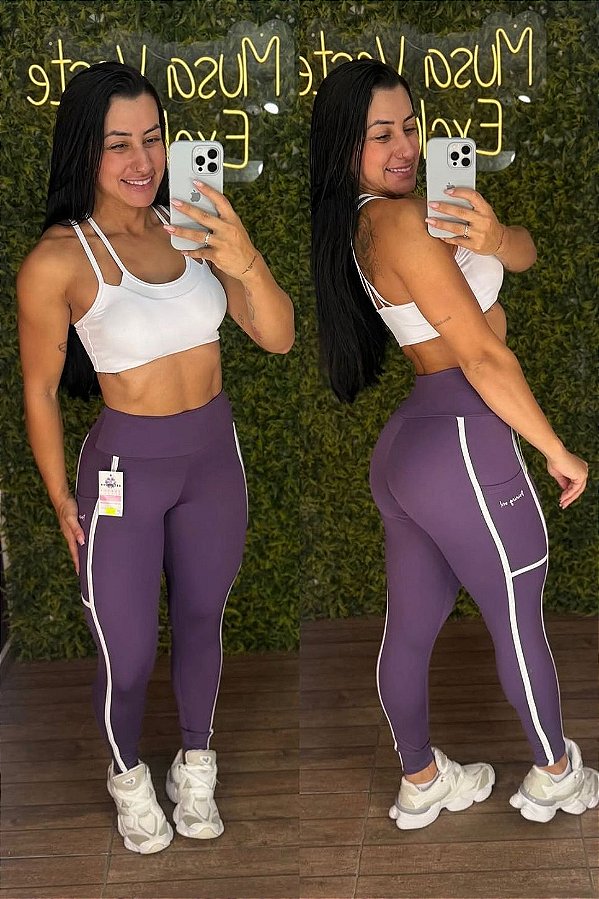 Legging Tradicional Purple Lines -Tamanho único 38 a 42