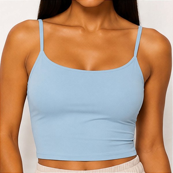 Regata Cropped alongado Azul Claro - Tamanho único