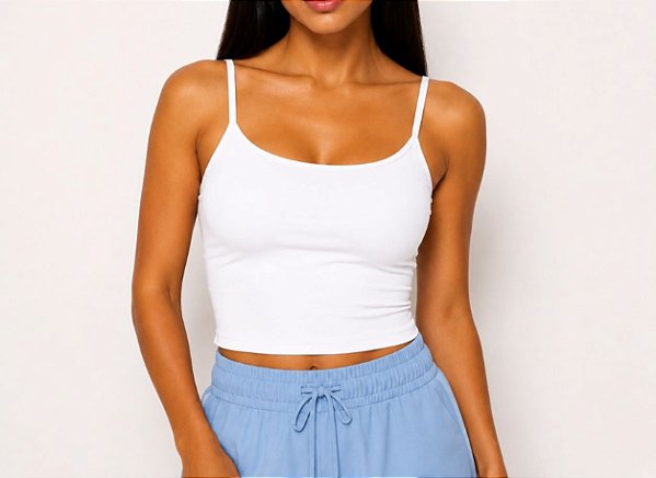 Regata Cropped alongado Branco - Tamanho único