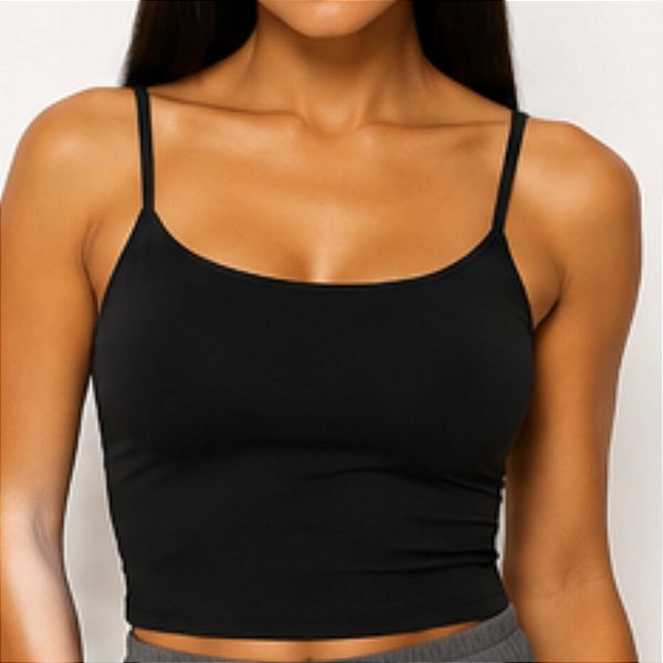 Regata Cropped alongado Preto- Tamanho único