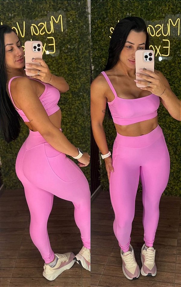 Conjunto Tradicional com Bolsinho Rosa - Tamanho único 38 a 42