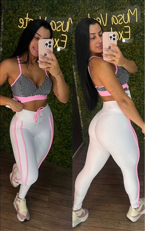 Conjunto Semi Empina Branco/Poá Tamanho único 38 a 42
