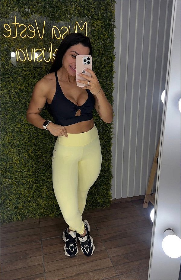 Legging Tradicional Collection Amarela -Tamanho único 38 a 42