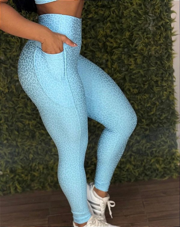 Legging Tradicional Jacquard Once Azul - 38 a 42