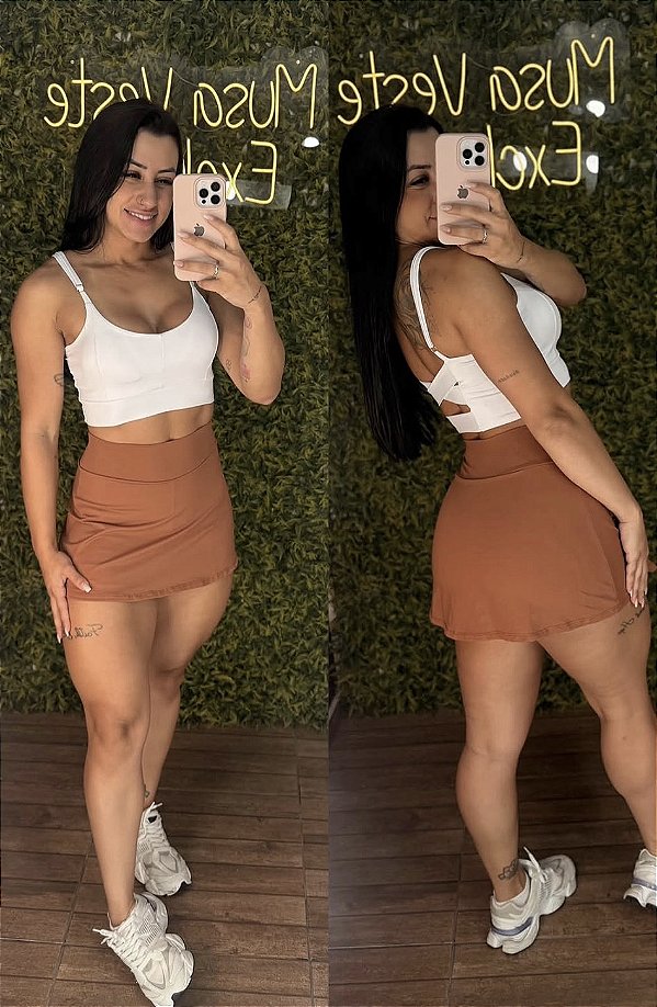 Shorts Saia Mary Doce de Leite -Tamanho único 38 a 42