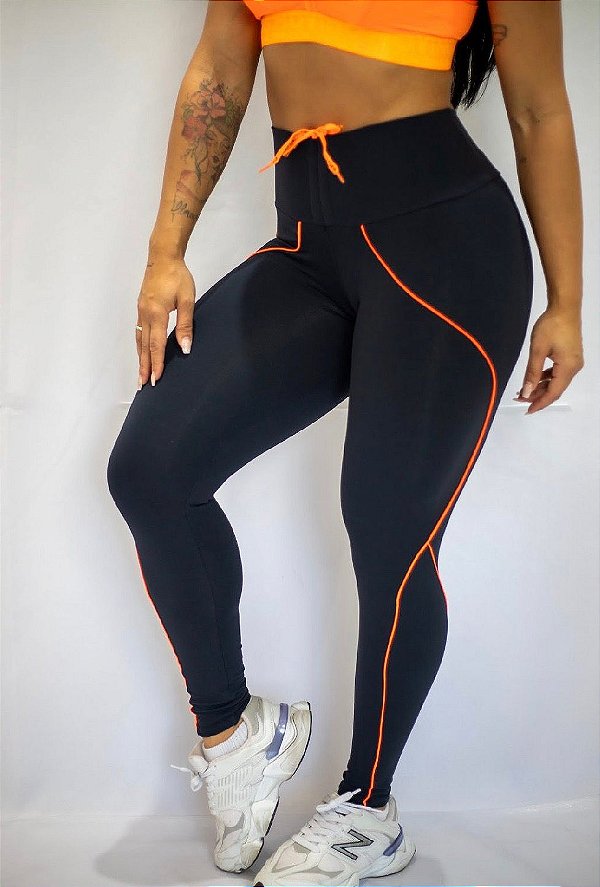 Legging Empina Recort Laranja - Tamanho único 38 a 42