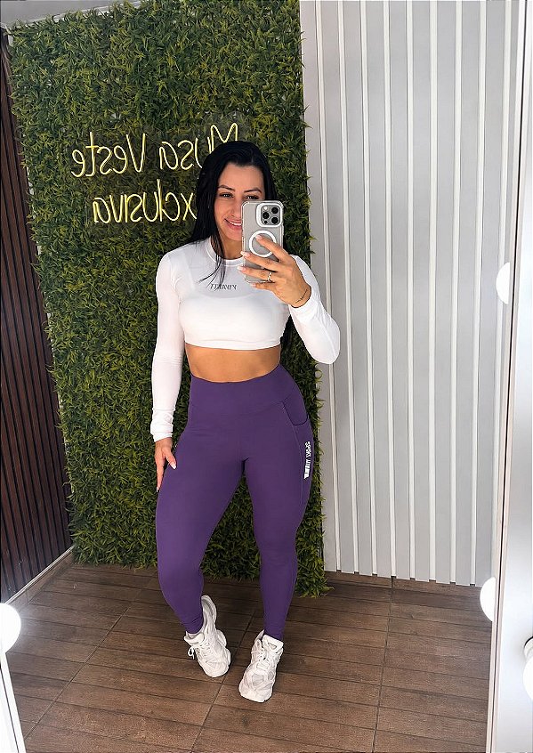 Legging Tradicional Bolsinho Roxo - Tamanho único 38 a 42