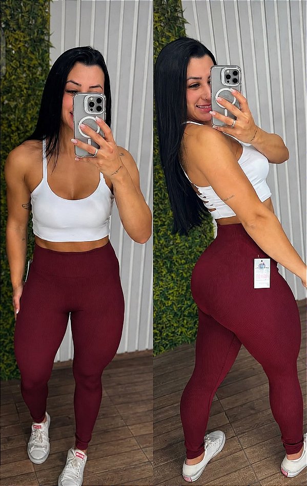 Legging Tradicional Canelada Marsala-Bordô - Tamanho único 38 a 42