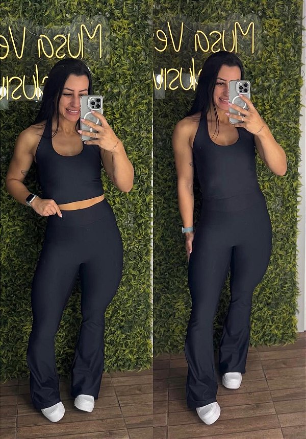 Conjunto Tradicional Flare Preto - Tamanho único 38 a 42