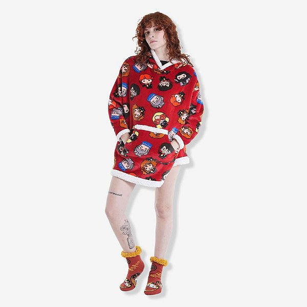 COBERTOR COM MANGA HOODIE HARRY POTTER - JUVENIL