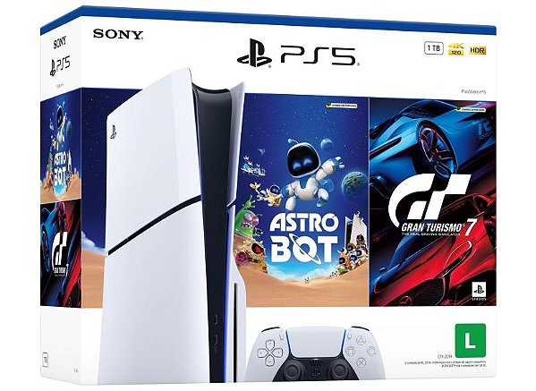 CONSOLE PS5 PLAYSTATION 5 SLIM - BUNDLE COM 2 JOGOS - COM LEITOR