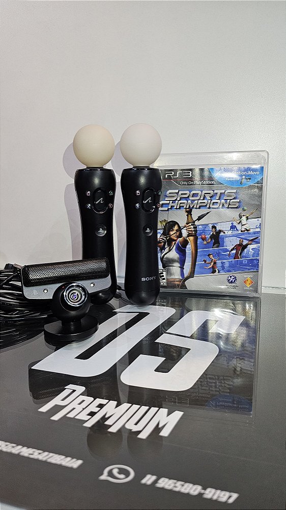 KIT 2 CONTROLES MOVE + JOGO SPORTS CHAMPIONS E CÂMERA PS EYE PS3 - SEMINOVO