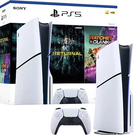 CONSOLE PS5 PLAYSTATION 5 SLIM COM LEITOR E 2 JOGOS