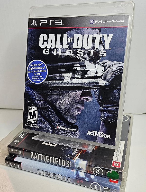 KIT JOGOS PS3 - CALL OF DUTY GHOSTS, BATTLEFIELD 3 e 4 - USADOS
