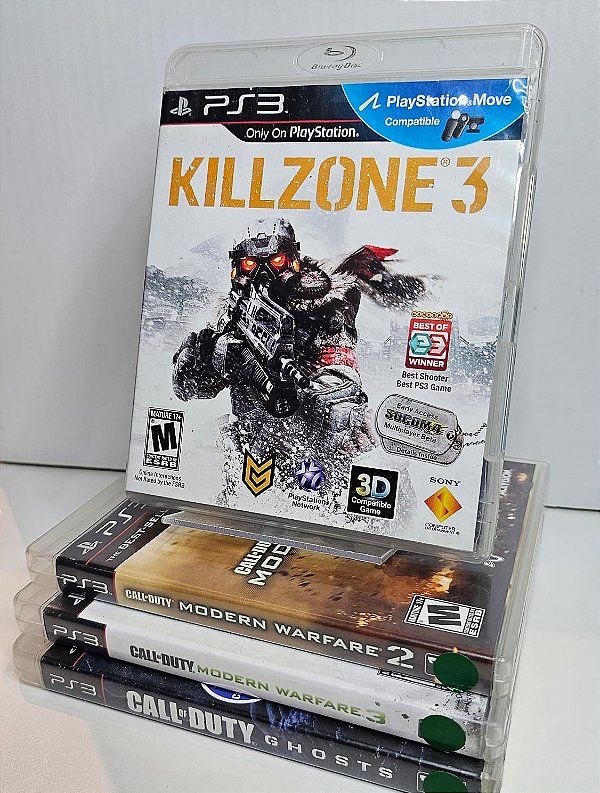 KIT JOGOS PS3 - KILLZONE 3, CALL OF DUTY MW2 & 3 e GHOSTS - USADOS