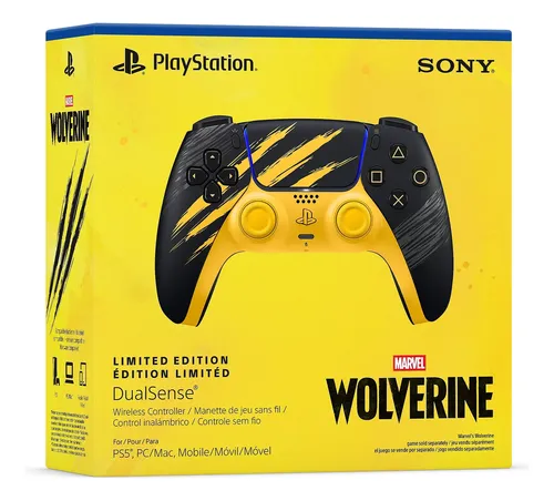 CONTROLE DUALSENSE PS5 - EDIÇÃO LIMITADA WOLVERINE AMARELO - NOVO LACRADO