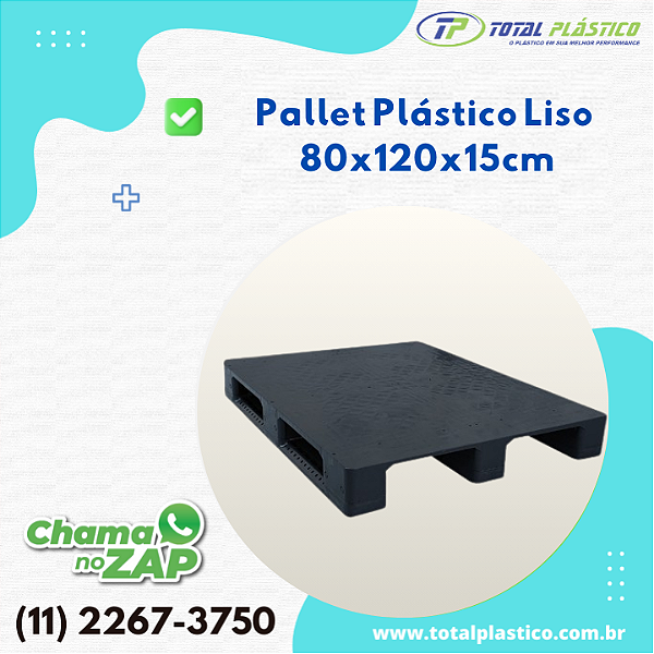 Pallet de Plástico Liso 80cm x 120cm x 15cm