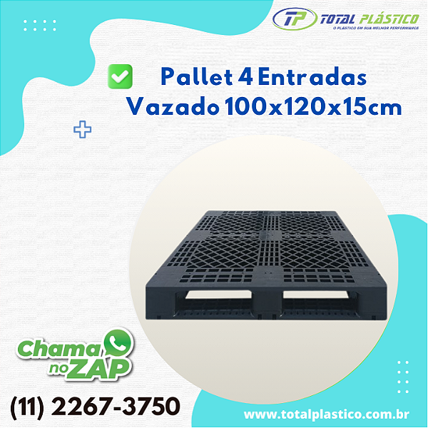 Pallet de Plástico 1.00 x 1.20 - Vazado 4 Entradas