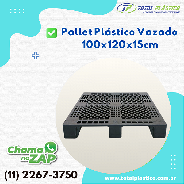 Pallet de Plástico 100cm x 120cm x 15cm - Vazado
