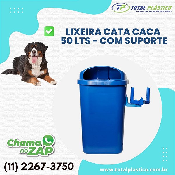 LIXEIRA CATA CACA 50 LITROS COM POSTE