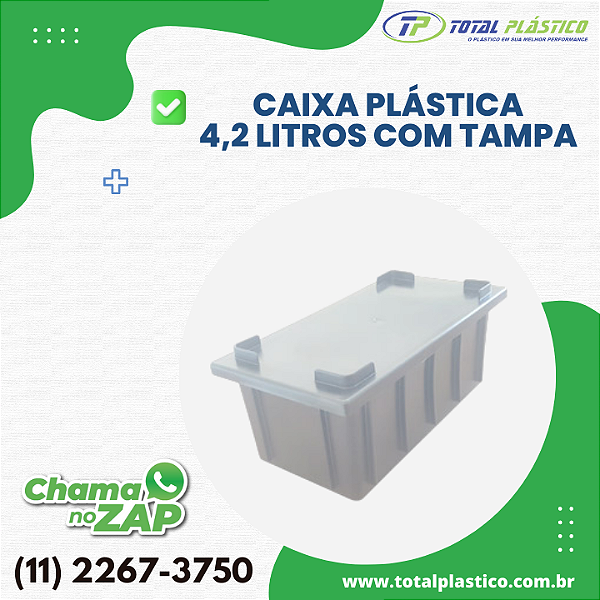CAIXA PLÁSTICA FECHADA COM TAMPA 4,2 LITROS