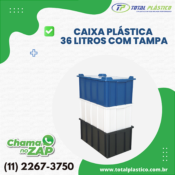 CAIXA PLÁSTICA  36 LITROS FECHADA COM TAMPA
