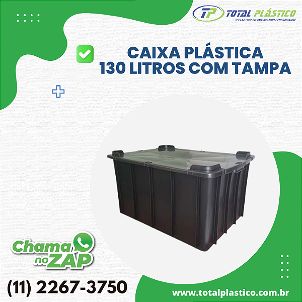CAIXA PLÁSTICA FECHADA COM TAMPA 130 LITROS