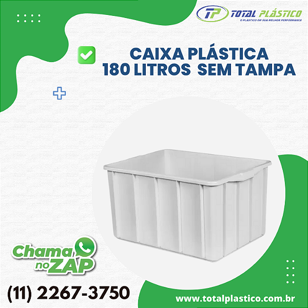 CAIXA PLÁSTICA FECHADA SEM TAMPA 180 LITROS