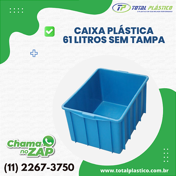 CAIXA PLÁSTICA FECHADA SEM TAMPA 61 LITROS