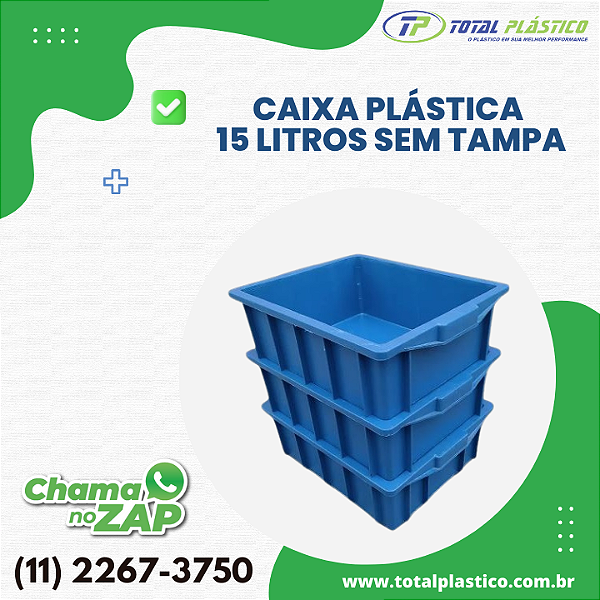 CAIXA PLÁSTICA 15 LITROS FECHADA SEM TAMPA