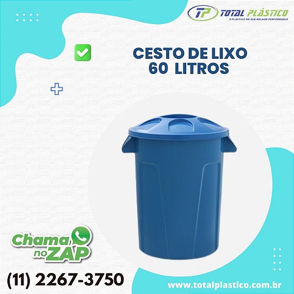 CESTO DE LIXO REDONDO COM PEDAL 60 LITROS