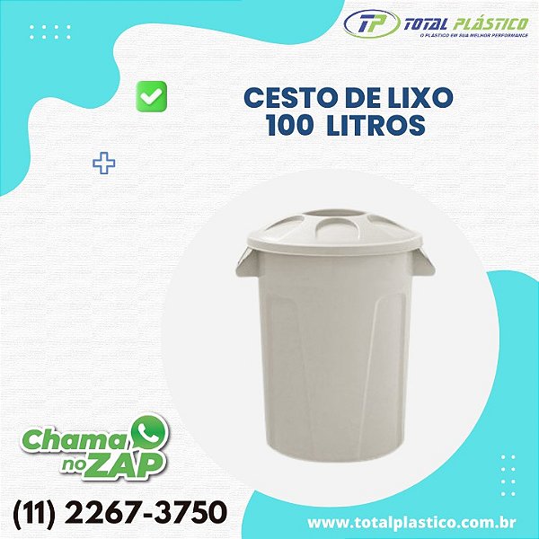 CESTO DE LIXO 100 LITROS REDONDO
