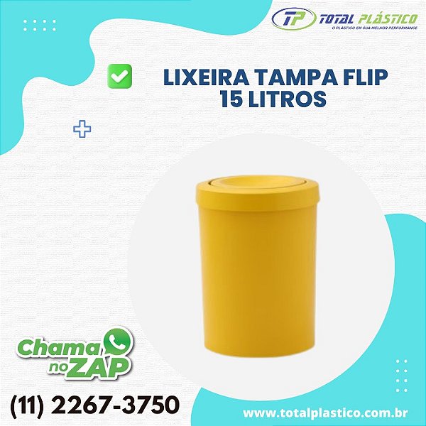 CESTO DE LIXO COM TAMPA FLIP-TOP 15 LITROS
