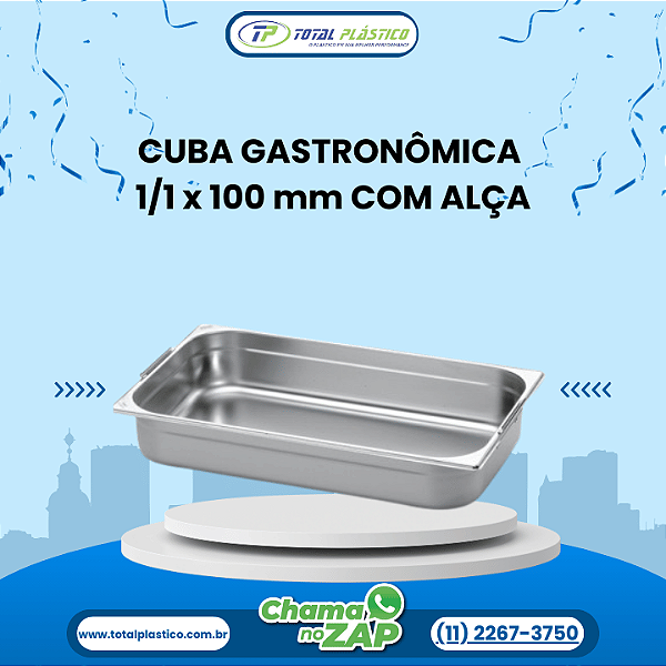 CUBA GASTRONÔMICA GN 1/1 x 100 mm COM ALÇA