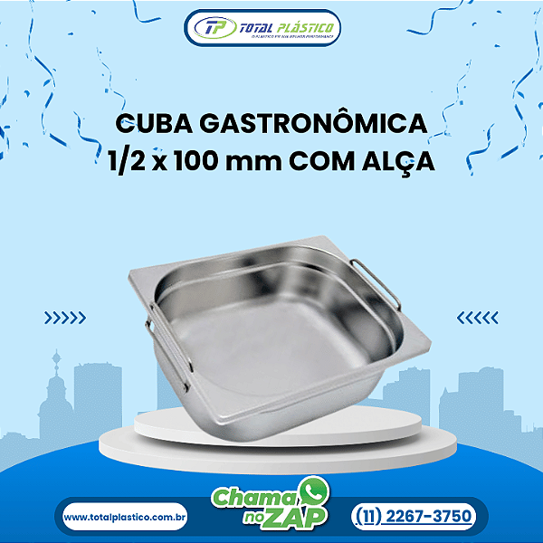 CUBA GASTRONÔMICA GN 1/2 x 100 mm COM ALÇA