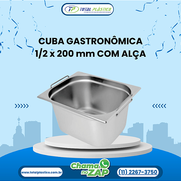 CUBA GASTRONÔMICA GN 1/2 x 200 mm COM ALÇA