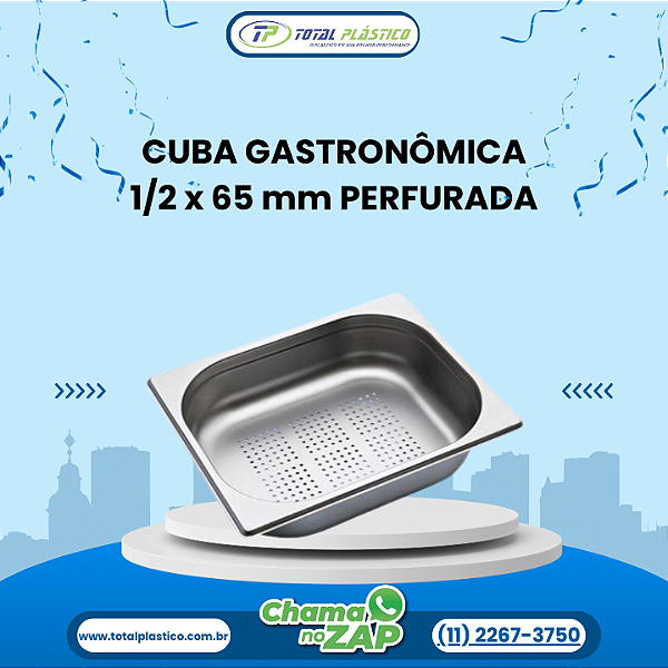 CUBA GASTRONÔMICA GN 1/2 x 65 mm PERFURADA