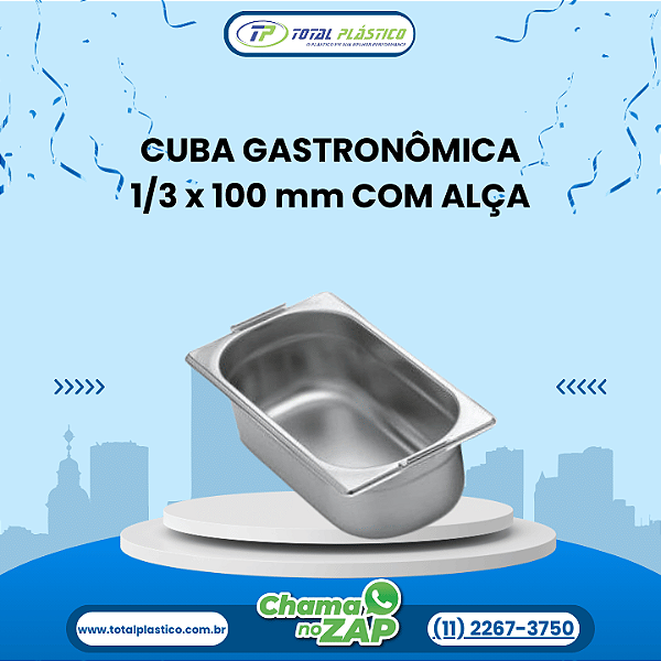 CUBA GASTRONÔMICA GN 1/3 x 100 mm COM ALÇA