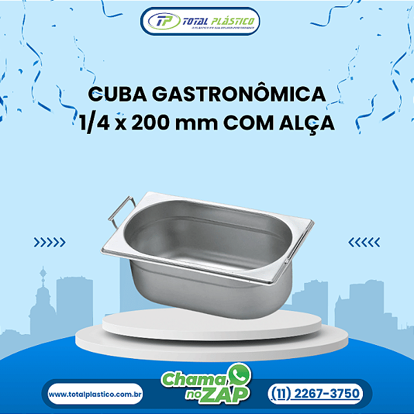 CUBA GASTRONÔMICA GN 1/4 x 200 mm COM ALÇA