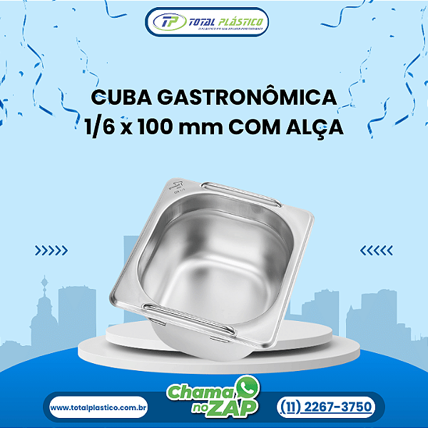 CUBA GASTRONÔMICA GN 1/6 x 100 mm COM ALÇA