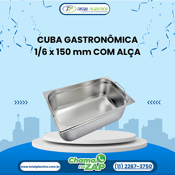 CUBA GASTRONÔMICA GN 1/6 x 150 mm COM ALÇA