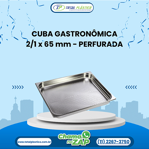 CUBA GASTRONÔMICA GN 2/1 x 65 mm - PERFURADA