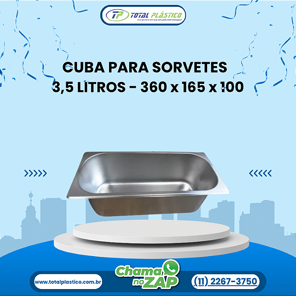 CUBA PARA SORVETES  360 x 165 x 100 - 3.5 LITROS