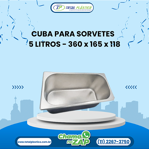 CUBA PARA SORVETES  360 x 165 x 118 - 5 LITROS
