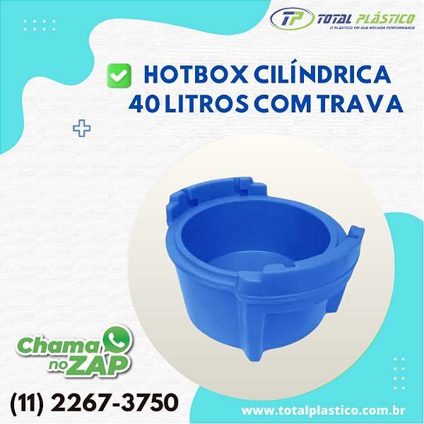 HOTBOX CILÍNDRICA 40 LITROS COM TAMPA AUTO TRAVANTE